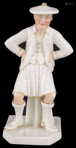 A Royal Worcester figure of a seated Scotsman, circa 1886