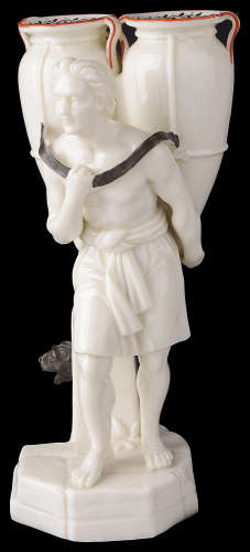A Royal Worcester parian glazed ware figure of water carrier