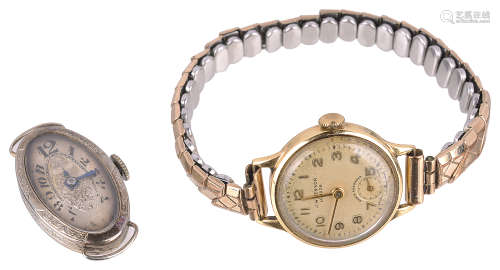 A 18ct white gold ladies cocktail wristwatch; one other (2)