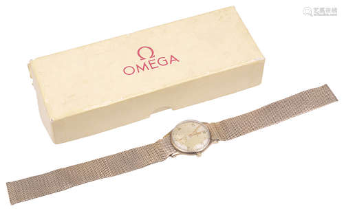 A 9ct gold Omega gentleman's wristwatch, with mesh bracelet