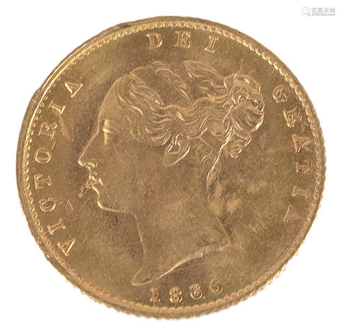 A Queen Victoria 1866 gold half sovereign