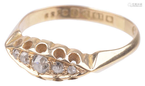 An Edwardian gold and diamond set gypsy ring and another ring(2)