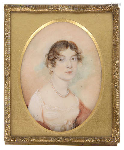 A 19th c. portrait miniature on ivory of Maria Lady Downes