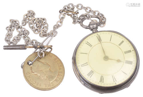 A Vict. silver open faced pocket watch, hallmarked London 1885