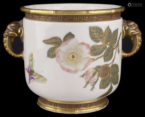 A Royal Worcester twin handled jardiniere, circa 1882