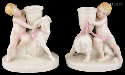A pair of Royal Worcester glazed parian spill vases, circa 1890 (2)