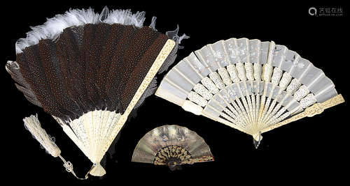 Two Cantonese ivory fans and another(3)