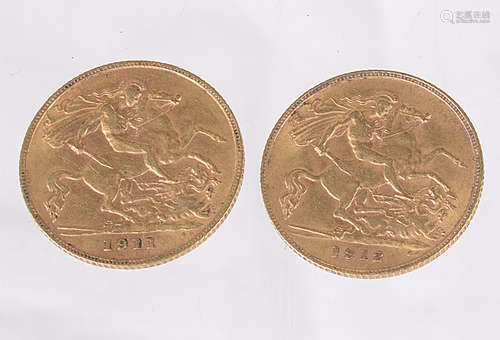 Two Edward VII gold half sovereigns(2)