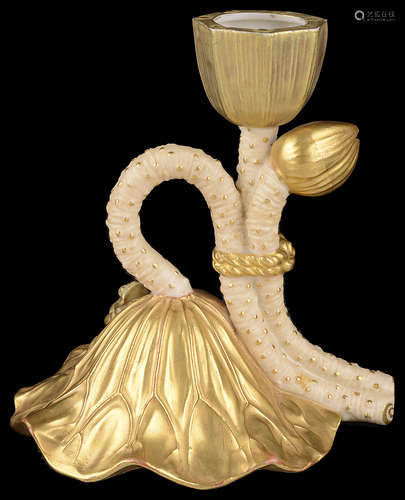 An unusual Royal Worcester candlestick, circa 1900