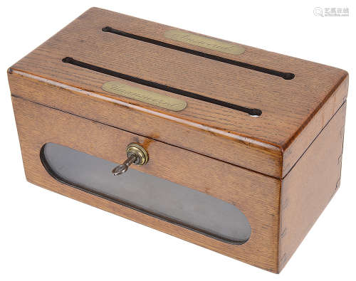 A Vict. oak 'Answered / Unanswered' correspondence box