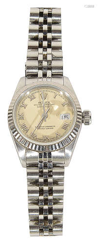 A Rolex Oyster Perpetual Datejust ladies stainless steel wristwatch