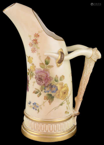 A Royal Worcester blush ivory small ice jug, circa 1894