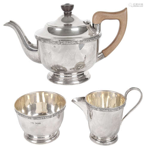 A George VI three piece silver tea service, Sheffield 1937(3)