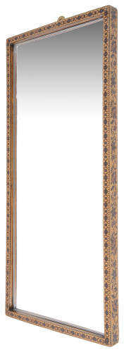 A Tunbridge ware framed wall mirror, 20th c.