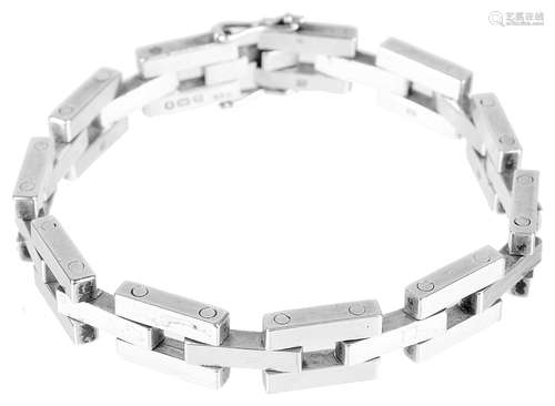 A heavy hallmarked silver modernist bracelet