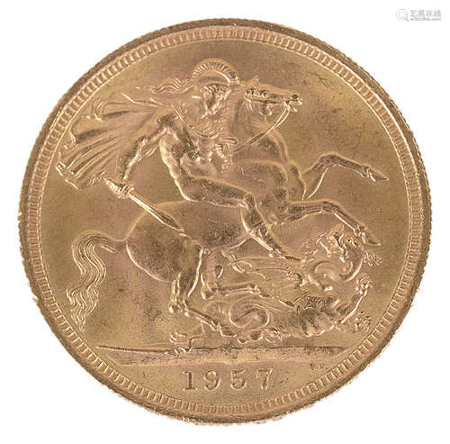 A Queen Elizabeth II 1957 gold full sovereign