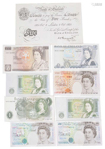 A Bank of England Five Pound Peppiatt white note(9)