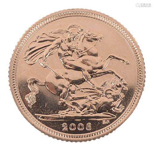 A Queen Elizabeth II 2006 rose gold half sovereign