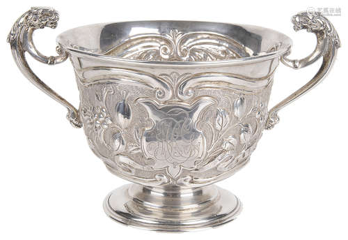 A Vict. silver twin handled pedestal bowl, hallmarked London 1897