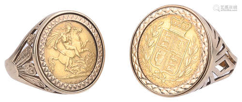 A Edward VII 1905 gold half sovereign mounted (2)