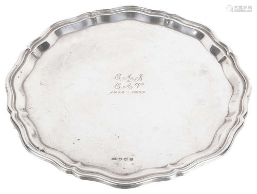 A George VI silver tray, hallmarked Sheffield 1937