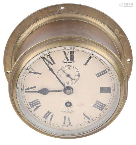 A Sestrel brass cased bulkhead ship's clock