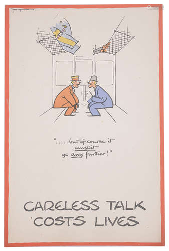 Fougasse (Kenneth C B 1886-1965) Careless Talk Costs Lives lithograph