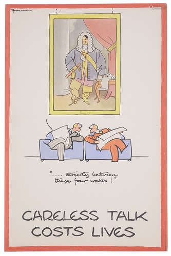 Fougasse (Kenneth C B 1886-1965) Careless Talk Costs Lives lithograph