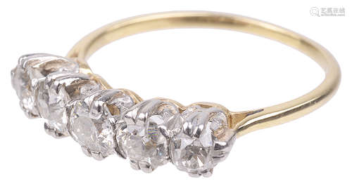 A five stone diamond set ring