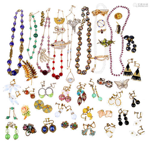 An collection of Art Deco and later dress jewellery