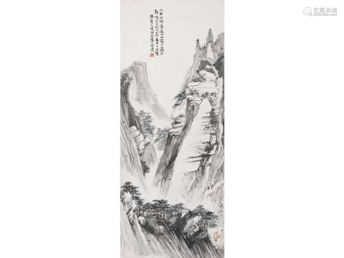 贺天健（1891～1977） 己卯作 山水 镜片 设色纸本