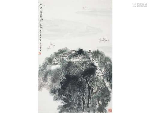 李苇成（b.1941） 北固山 立轴 设色纸本
