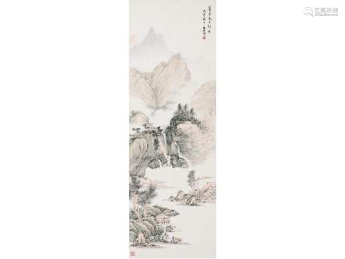 李研山（1898～1961） 青绿山水 屏轴 设色纸本