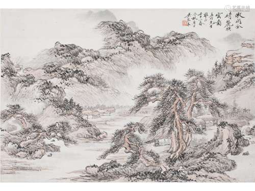 吴琴木（1894～1953） 山水小品 立轴 设色纸本