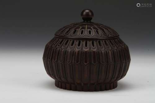 [CHINESE]MING DYNASTY STYLED ZITAN WILLOW WOOD MADE CENSERS L:5.5