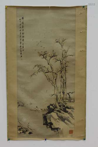 [CHINESE] PAINTING OF FISHING IN THE WINTER BY ZHANG MU SHI L:32