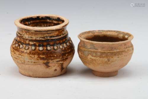 [CHINESE]YUAN DYNASTY STYLED POTTERY MADE JARS(TOTAL 2 ITEMS) L:3.75