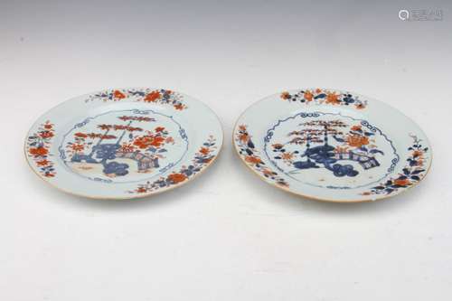 [CHINESE]QING DYNASTY STYLED BLUE AND WHITE IRON-RED GLAZED PLATE PAINTED WITH SUI HAN SAN YOU PATTERN(TOTAL 2 ITEMS) L:9