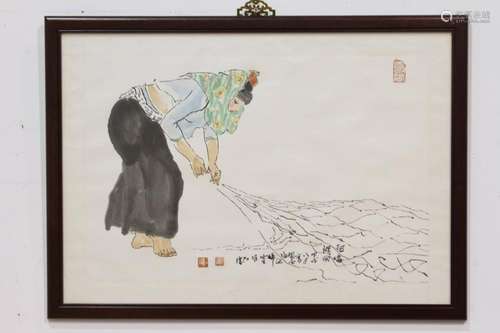 [CHINESE]A CHINESE PAINTING OF A BEAUTIFUL LADY PAINTED BY WEI JIANG QIONG L:26.5