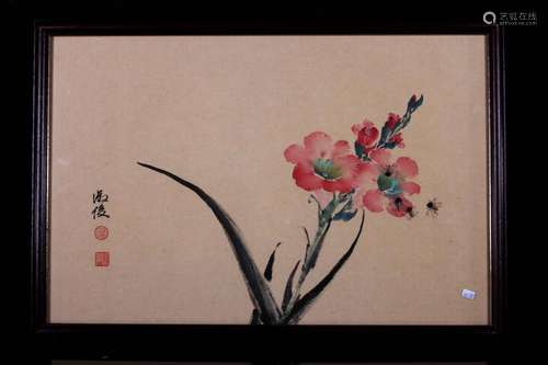 [CHINESE]MIRROR PAINTING OF ORCHID FLOWER BY PAN SHU JUN L:22.00