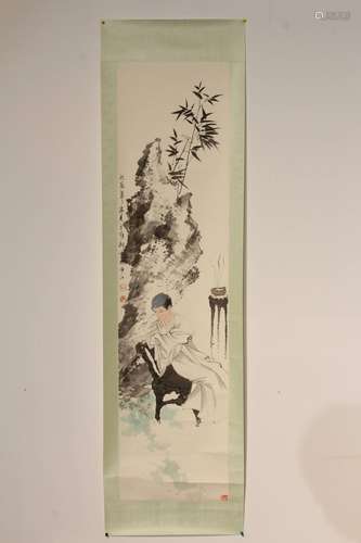 [CHINESE]A CHINESE TRADITIONAL PAINTING OF BEAUTIFUL LADY BY WANG WEI XIN L:53.5