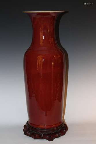 [CHINESE]QING STYLED RED GLAZED KUAYIN VASE W:8.35