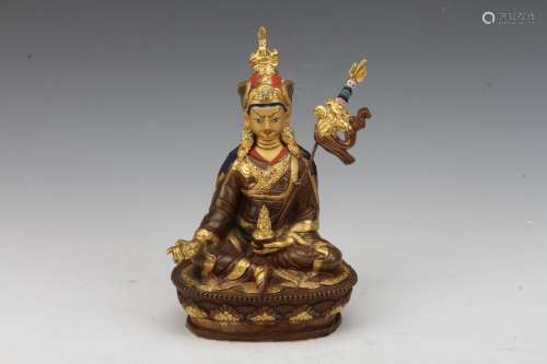 NEPAL STYLED GOLDEN GILTED BRONZE BUDDHA STATUE |L：5.2 W:3.5