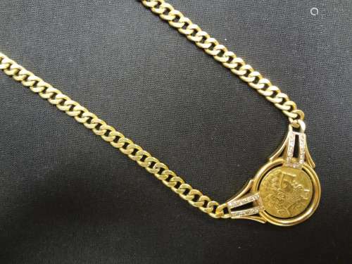 Collar de oro amarillo de 18 K. con moneda griega