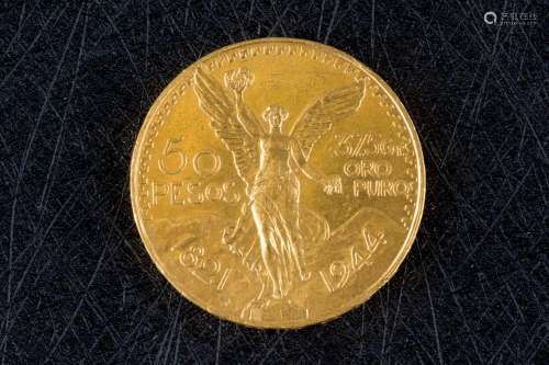 Moneda de 50 pesos mexicanos de oro. Peso: 41,85 g