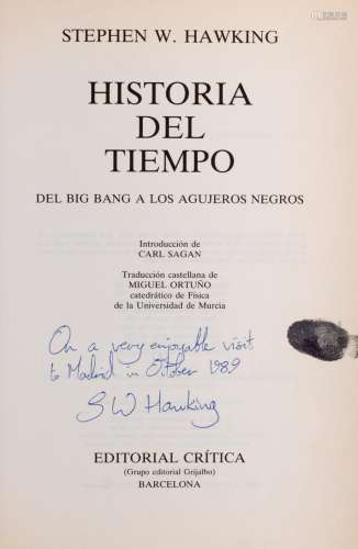 (Autografiado) HAWKING, Stephen W.- 