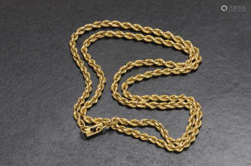 Cadena cordón de oro amarillo de 18 K. Peso: 11,80