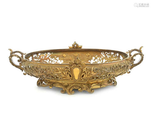 An early 20th century French gilt bronze centrepiece dish