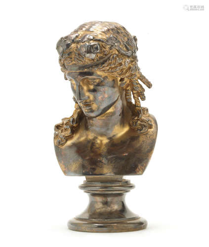A late 19th / early 20th century French silvered bronze bust of Ceres