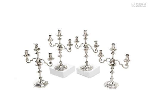 by Goldsmiths & Silversmiths Co Ltd, London 1938  (4) A set of four three-light silver candelabra from the Painted Hall at Greenwich